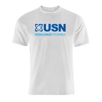 USN White T-Shirt / Blue Print Größe L